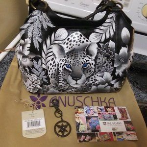 Anuschka cloepatras leopard handbag